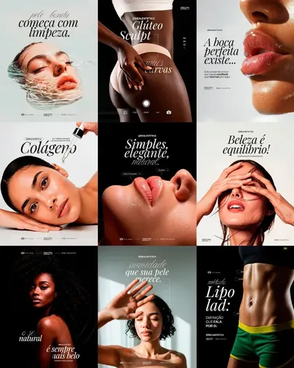 Artes para redes sociais de clínica de estética