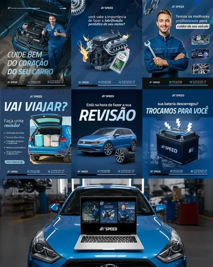 Artes para redes sociais de oficina mecânica