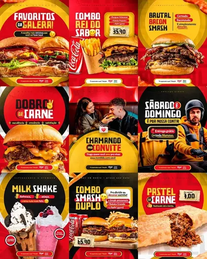 Artes para redes sociais de hamburgueria